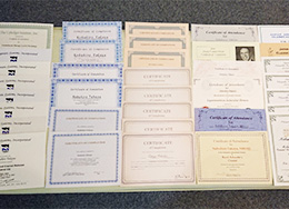 認定証や終了証の一部